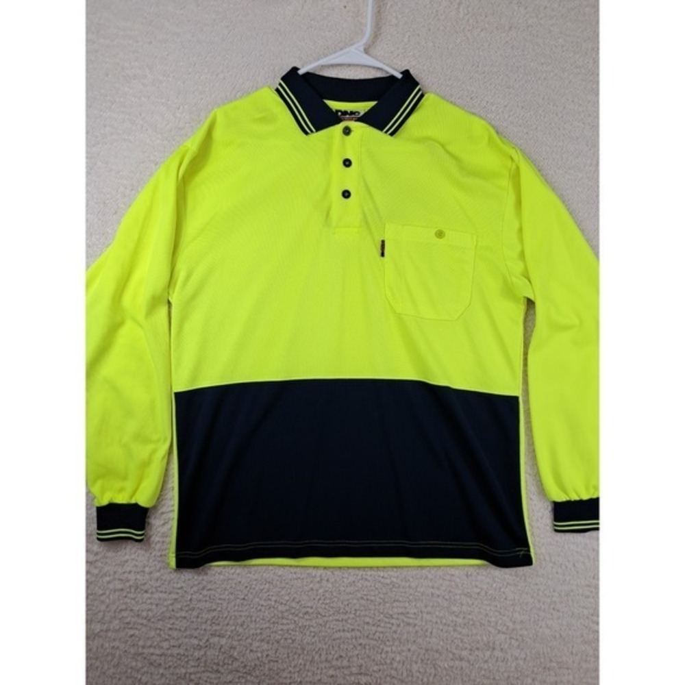 DNC Workwear Hi Vis two Tone Cool Breathe Polo Shirt Sz Lrg Pocket Pen Partition